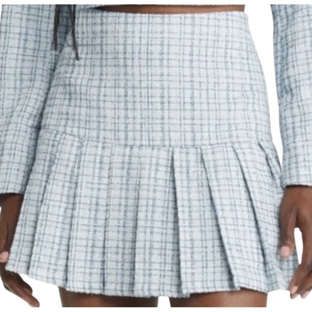 Elodie Anthropology Small Ice Blue Pleated Chic Clueless Preppy Mini Skirt NWT